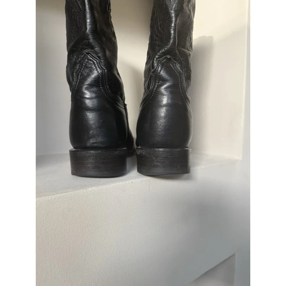 Lucchese 2000 Western Embroidery Leather Roper Boots | USA Made | Men’s 8.5 D